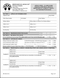 CG Insurance VA Liability Application